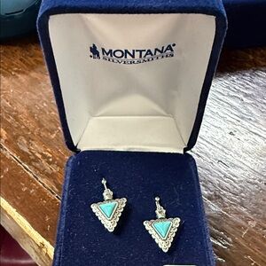 Montana Silversmiths Silver-Tone Turquoise Triangle Drop Earrings